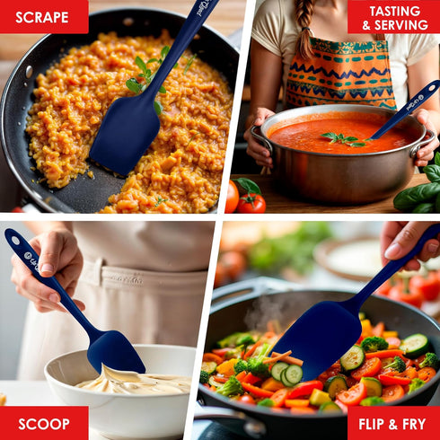 Silicone Spoon Spatula - 600ºF Heat-Resistant Non-Stick Rubber Spoonula | Use as Silicone Kitchen Scraper Utensil - Baking and Cooking Strong Stai...