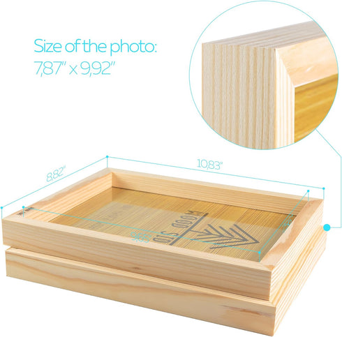 Wooden Picture Frames 8x10 Inch with Real Glass - Set of 2-100% eco Unfinished Wood - Thick Borders - Natural Wood Color for Wall mounting and Tab...