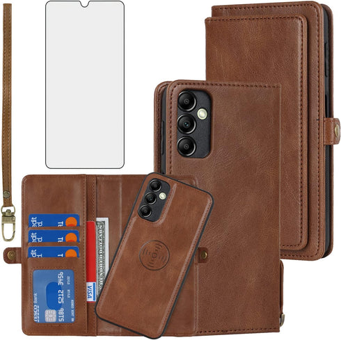 Asuwish Phone Case for Samsung Galaxy A54 5G Wallet Detachable Cover with Tempered Glass Screen Protector and Leather Flip Credit Card Holder Cell...