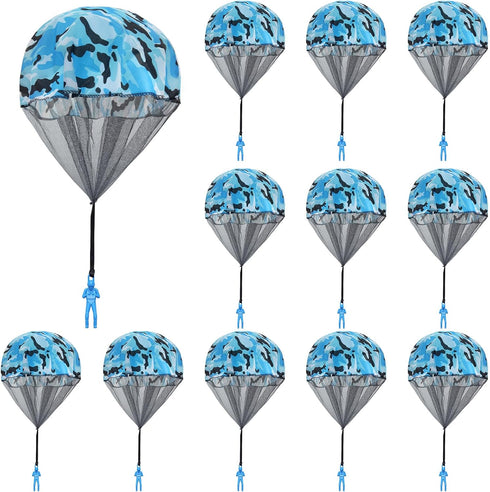 10 Pcs Parachute Toy, Camo Blue Parachute Men Toy Tangle Free Throwing Hand Throw Outdoor Flying Gifts Paratrooper Toy No Battery nor Assembly Req...
