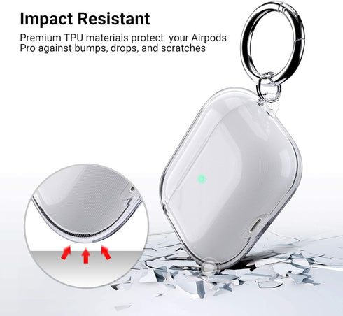 ULAK Compatible with Airpods Pro Case 1st Generation Clear, Designed Protective Cover Soft TPU Transparent Shockproof Case Accessories Keychain fo...