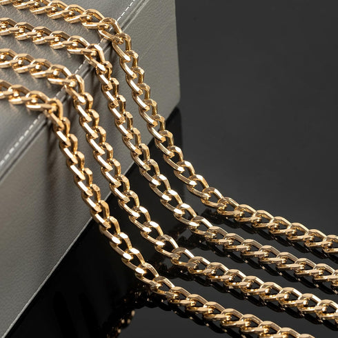 YOUBEIYEE 5 Meters Gold Plated Chain for Jewelry Making Strong Aluminum Cuban Link Chain for Men and Women Necklace DIY Jewelry Chains Bulk...