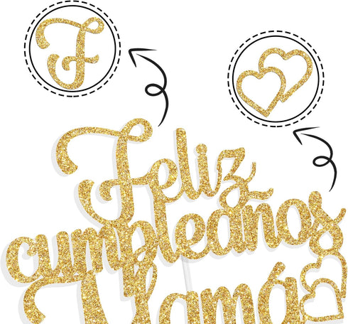 Ferastar Feliz Cumpleaños Mama Cake Topper,Best Mom Ever,Happy Mothers Day,Mom Birthday Party Decorations Gold Glitter....