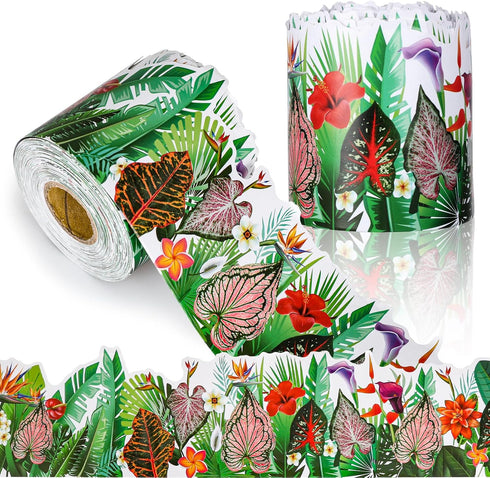 68.9 Ft Tropical Palm Leaves Board Border Decorations Tropical Flower Bulletin Board Borders Trim Greenery Plant Tropical Leaves Bulletin Board Tr...
