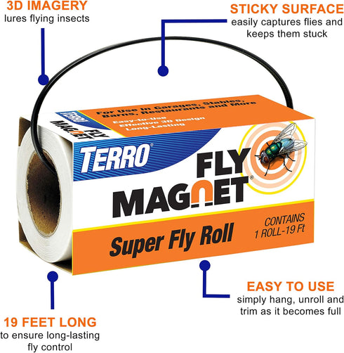 TERRO T521SR Magnet Super Fly Roll-2 Pack,White...