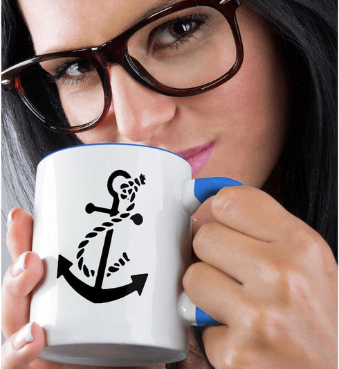 3dRose mug_56050_6 "Ships Anchor" Two Tone Blue Mug, 11 oz, Multicolor...