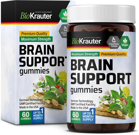 Brain Booster Gummies - Natural Nootropic Focus Supplement - Organic Ashwagandha, Ginkgo Biloba, Bacopa, DMAE, and Vitamins for Memory and Cogniti...