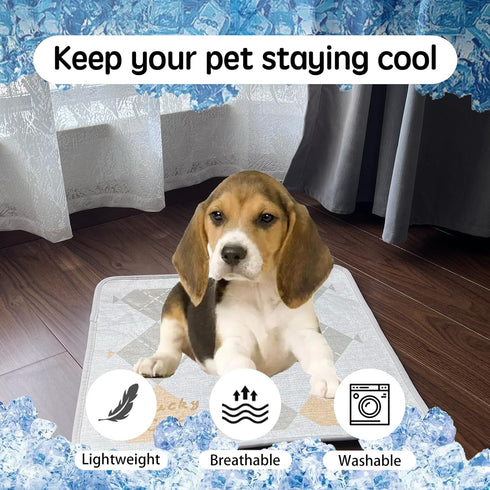PetTrip Cooling Mat for Dogs & Cats, Washable & Portable Pet Cooling Pads for Summer(Chequer)...