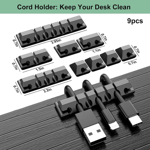 Cable Management Kit, Multiple Wire Management, Cable Ties Adhesive Cable Clips Cord Holder Wire Organizer Sleeve, Multifunction Cable Management ...