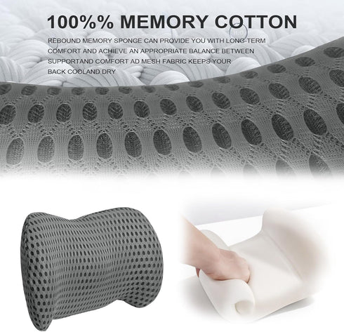 Lumbar Support Pillow, Ergonomic - Memory Foam Lumbar Support Pillow for Lower Back Pain Relief for Car Seats, Office Chairs, Gaming Consoles, Sof...