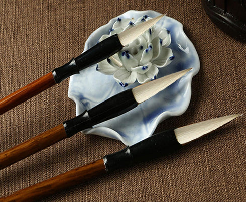 Chinese Calligraphy Brush, Writing Drawing Watercolor Ink Brushes Hubi Painting?Kanji Sumi?Wolf Bamboo Brushes Set for Professional Beginner (Whit...