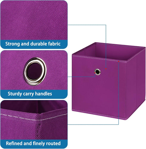 Fabric Cubes Storage Containers ,11 Inch Cloth Storage Cube Foldable Storage Bins Cubes Organizer Baskets with Dual Handles for Shelf Closet Set o...