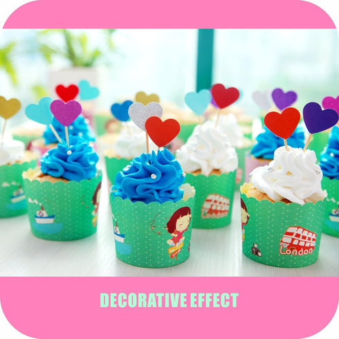 Cupcake Toppers 30Pcs Set, GUCUJI Funny Heart Glitter Mini Birthday Cake Snack Decorations Picks Suppliers Party Accessories for Wedding and Baby ...