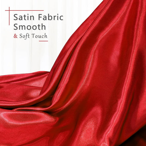 Red Satin Fabric by The Yard, Silky Fabric 60 Inch Charmeuse Satin Fabric, Soft Cloth Fabric for Wedding Decor, DIY Crafts, Napkins, Bridal Dress,...