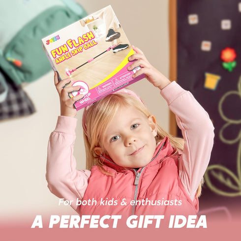 JOYIN Pink Ankle Skip Ball with Flashing Lights, Skip it Toy for Kids Indoor & Outdoor, Flashing Swing Ball Foldable Sports Toy, Birthday Gifts fo...