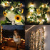 2 Pack 8.8FT Artificial Sunflower Garland with 100 LED Fairy String Lights,Fake Vines Faux Sunflowers Hanging Garland Silk Flowers Hanging Plant f...