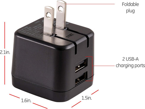 GE Pro Wall Charger, 12-Watt, Rapid Charge, Foldable Plug, Compatible with iPhone 15/Pro,Max/14/13, iPad Air/Pro, Samsung Galaxy S23/22, Google Pi...