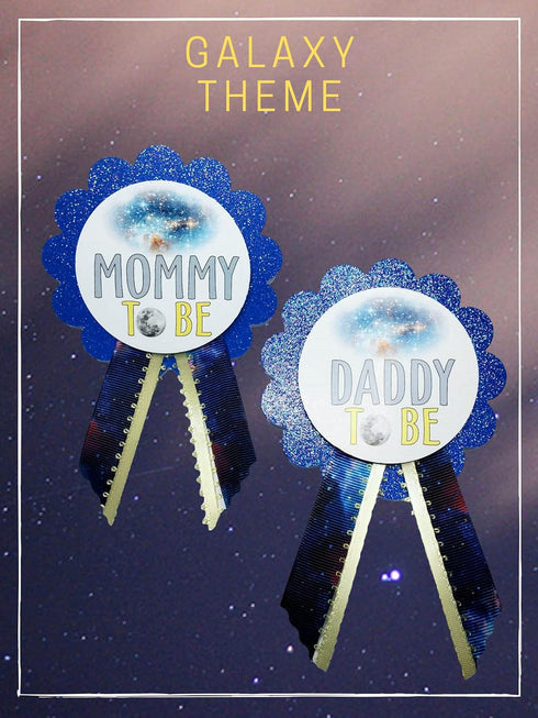 Mom & Dad to Be Baby Shower Pins for Galaxy Out of this World Theme Sprinkle or Gender Reveal Party...