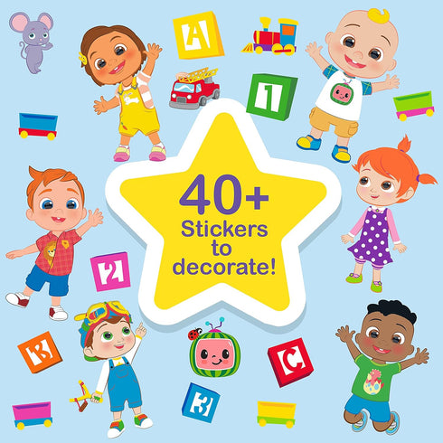 Creative Kids Cocomelon Decorate Your Own Water Bottle BPA Free with 4 Sheets of Stickers - Leak-Proof, Pop-Up Spout Cover - Easy to Grip School o...