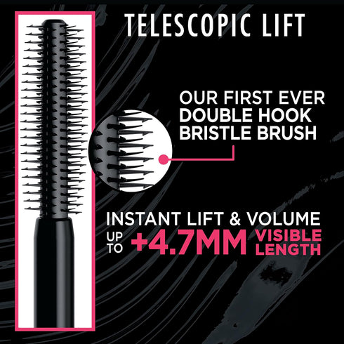 L'Oreal Paris Telescopic Lift Mascara, Lengthening and Volumizing Eye Makeup, Lash Lift with Up to 36HR Wear, Waterproof, Black, 0.33 Fl Oz...