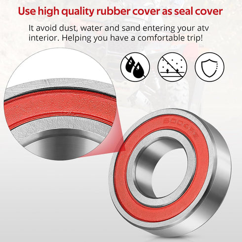 Front Wheel Hub Bearings Seals for Honda Recon 250 TRX250 1997-2022 Rancher 350 2x4 2000-2006 TRX200 1990-1997, OEM# 91053-HC4-003 91053-HC4-000 9...