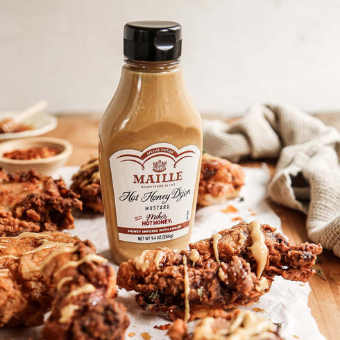 Maille x Mike's Hot Honey Special Edition Savory-Sweet Condiment with a Spicy Kick Hot Honey Dijon Mustard Gluten-Free, Shelf-Stable 9.4oz...