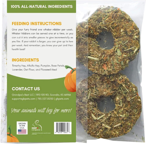 Grandpa's Best Whisker Nibblers Pumpkin Rose Petal Treats for Rabbits, Guinea Pigs and Small Animals...