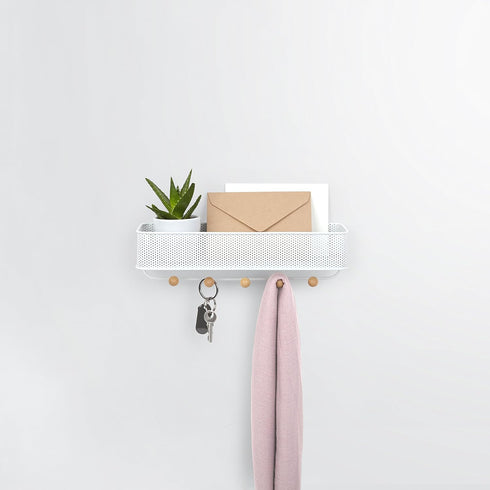 Umbra Estique Entryway Organizer, Great for Storing Keys, Small Accessories, Mail, Wallets and More, White Finish...