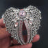 Large Angel Wings Brooch Pin For Women Silver Pink Rhinestone for Jackets, Vests, Coats, Bag Accessories...