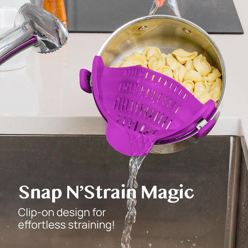 Kitchen Gizmo Snap N Strain Pot and Pasta Strainer - Strainers and Colanders - Adjustable Silicone Clip On Strainer for Pots, Pans, and Bowls - Ki...