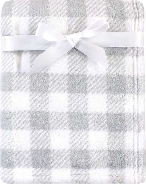 Luvable Friends Unisex Baby Coral Fleece Blanket, Gray Plaid, One Size...