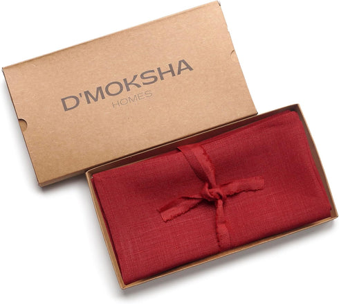 D'Moksha Homes Red Linen Napkins 18 x 18 Inch - 100% Pure Linen Cloth Washable Dinner Napkins Set of 4 for Summer, Fall and Halloween...