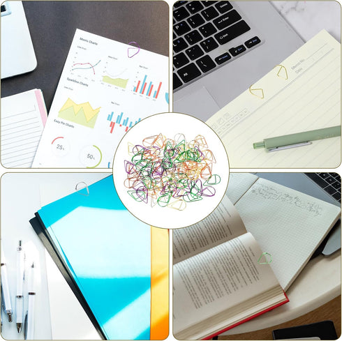 100Pcs Colorful Cute Paper Clips Small Paperclips Stainless Steel Drop-Shaped Paperclips Bookmark Clips Mini Binder Clips for Memo Paper Photo 15x...