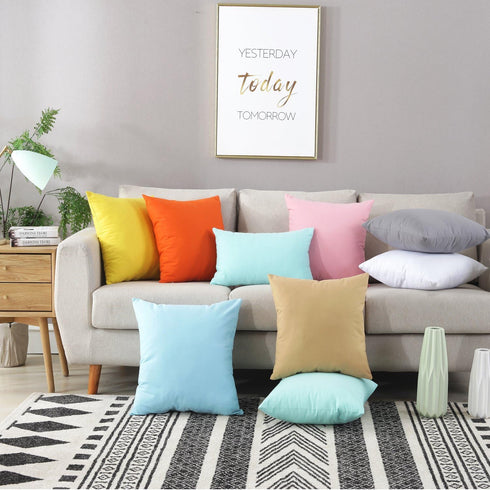 TAOSON Set of 2,100% Cotton Soild Canvas Decorative Throw Pillow Cover Cushion Covers Pillowcase, Home Decor Decorations for Sofa Couch Bed Chair ...