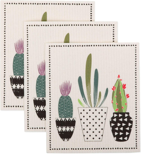 DII Swedish Dishcloths for Kitchen & Cleaning, Reusable, Machine Washable & Dishwasher Safe, Biodegradable, 7.75 x 6.75, Succulents, 3 Piece...