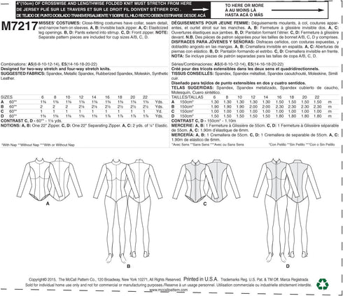 McCall's Patterns M7217 Misses' Zippered Bodysuit by Yaya Han Sewing Template, A5 (6-8-10-12-14)...