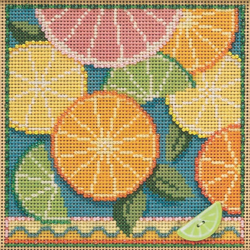 Citrus Beaded Counted Cross Stitch Kit Mill Hill 2021 Buttons and Beads Spring MH142111,multi...