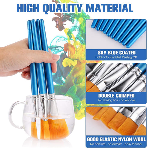 10 Pcs Flat Paint Brushes for Acrylic Painting, 1 Inch Art Paint Brushes Artist Painting Brush for Acrylic Watercolor Oil Detail Painting...