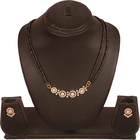 By Touchstone Traditional Indian Bollywood Studded Diamond Look Cubic Zirconia CZs Black Beads Symbolic Designer Jewelry Mangalsutra Pendant Set I...