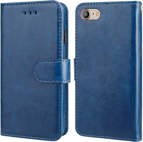 Bocasal for iPhone SE (2022)/SE (2020)/8/7 Wallet Case with Card Holder PU Leather Magnetic Detachable Kickstand Shockproof Wrist Strap Removable ...
