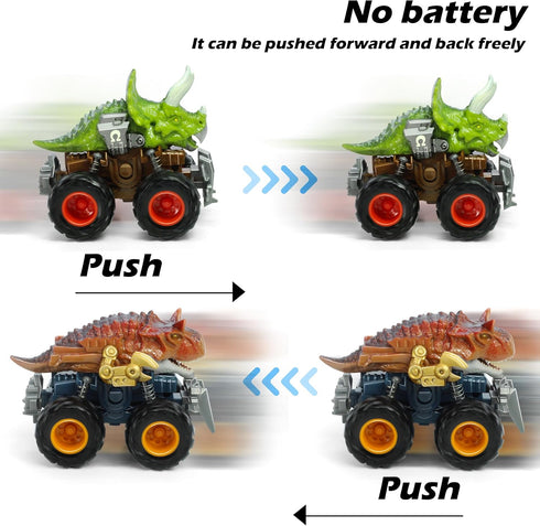 Oriate Dinosaur Monster Truck Triceratops and Carnotaurus Car Toys for Kids 3-5, Dino Stunt Race Push and Go Car, Outdoor Toys for Toddlers Boys G...
