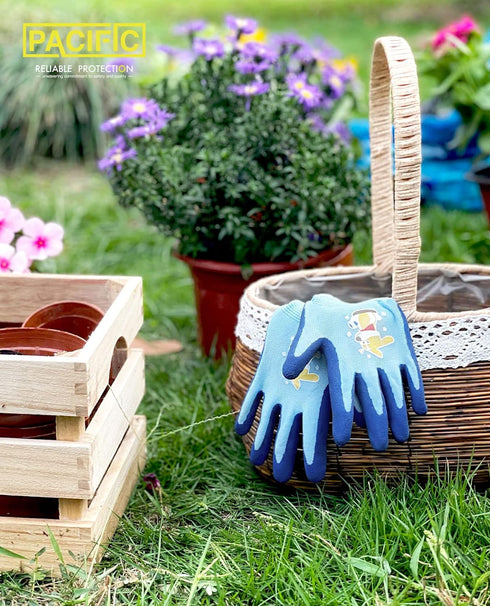 PACIFIC 3 Pairs Kids Gardening Gloves for Age 8-12, Toddler Rubber Coated Garden Gloves, Kids Work Gloves, for Children, Boys and Girls, Multicolo...