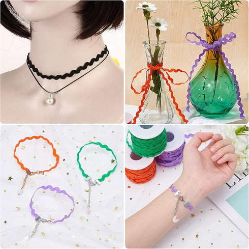 GORGECRAFT 1 Roll 27yd/25m RIC Rac Trim Ribbon Wave Sewing Bending Fringe Trim 5mm/0.2 inch for Sewing Flower Making Wedding Party Lace Ribbon Cra...