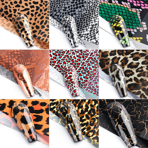 Leopard Print Nail Foil Transfer Sticker Nail Art Supplies Leopard Skin Marble Pattern Nail Foils Nail Art Stickers Holographic Nail Transfer Foil...