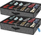 Under Bed Shoe Storage Organizer for Closet Fits 24 Pairs-Sturdy Underbed Shoe Storage Box Bins,Set of 2 (Linen-like Black)...