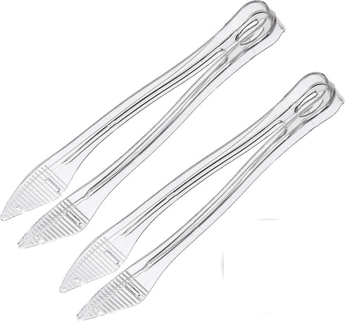 Plasticpro Disposable Plastic Serving Tongs Durable Heavy Duty Premium Serving Utensils Clear Pack of 4...