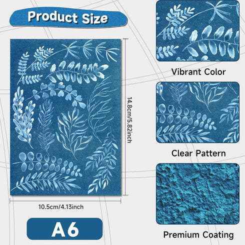NOVWANG 80 Pcs Cyanotype Paper, High Sensitivity Sun Print Paper Cyanotype Kit with 2 Dedicated Clear Sleeves and 1 Pack Template, Sun Art Paper D...