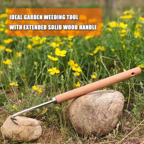 SHANFEEK Weed Puller Weeding Artifact Uprooting Weeding Tool Gardening Hand Tools 16-Inch Weed Remover Tool for Yard with Extended Hard Solid Wood...