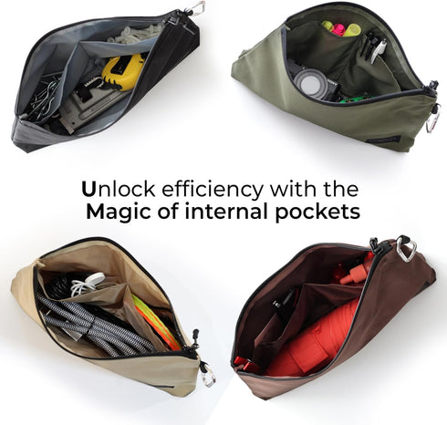 3 Pack Premium Tool Pouch Zipper Bag with internal pockets, 12inch Tool Bag, Multipurpose Storage pouch, Flat Bottom with YKK Zipper for Tools, Ga...