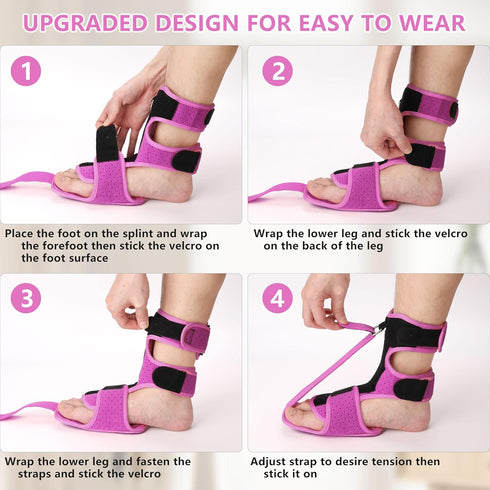 Plantar Fasciitis Night Splint, Upgraded Plantar Fasciitis Relief Braces with Massage Ball and Storage Bag for Women Men, Ankle Brace Arch Support...